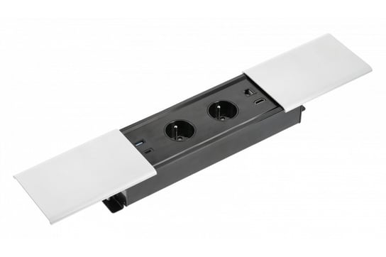 GTV przedłużacz biurkowy wpuszczany w blat gniazdo elektryczne PRESTINO 2x gniazdo 2xUSB A+C HDMI srebrny GTV