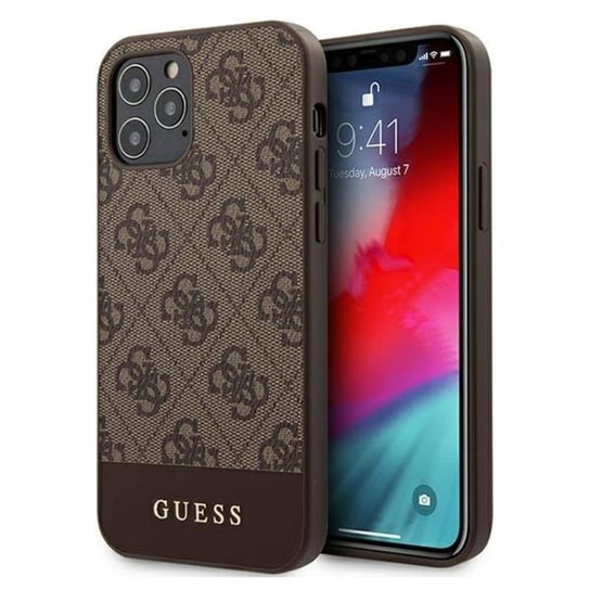 Guess 4G Bottom Stripe Collection - Etui iPhone 12 Pro Max (brązowy) GUESS