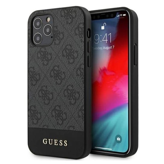 Guess 4G Bottom Stripe Collection - Etui iPhone 12 Pro Max (szary) GUESS