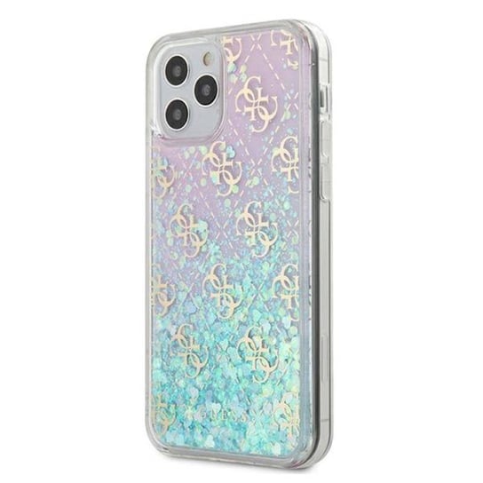 Guess 4G Liquid Glitter - Etui iPhone 12 Pro Max (różowy/turkusowy) GUESS