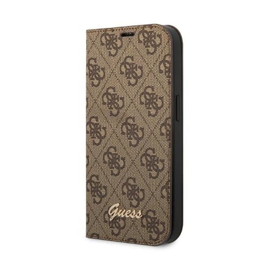 Guess 4G Metal Camera Outline Booktype Case - Etui iPhone 14 Plus (brązowy) GUESS