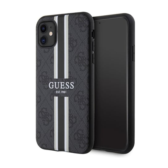 Guess 4G Printed Stripes MagSafe - Etui iPhone 11 (Czarny) GUESS