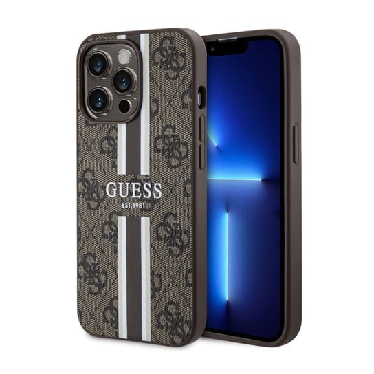 Guess 4G Printed Stripes MagSafe - Etui iPhone 13 Pro Max (Brązowy) GUESS