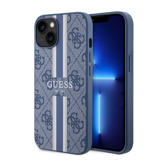 Guess 4G Printed Stripes MagSafe - Etui iPhone 14 (Niebieski) GUESS