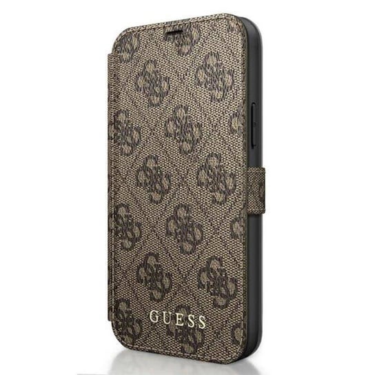 Guess Booktype 4G Charms Collection - Etui iPhone 12 mini z kieszeniami na karty (brązowy) GUESS