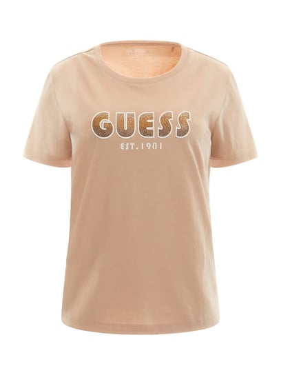 GUESS DAMSKI T-SHIRT KOSZULKA BLUZKA BEŻOWA M GUESS