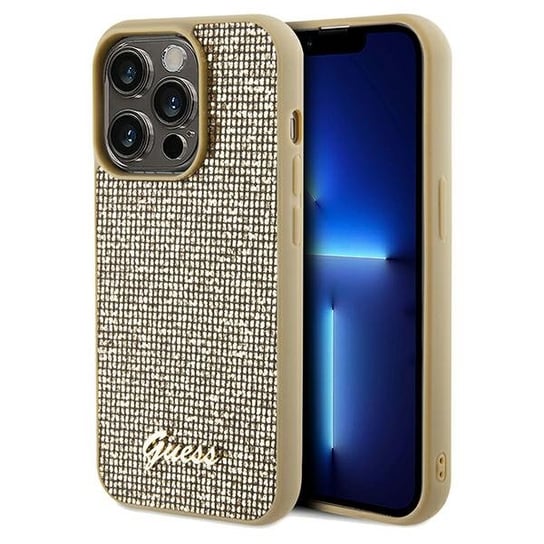 Guess Etui Obudowa Pokrowiec Case Do Iphone 14 Pro Max 6.7" Złoty/Gold Hardcase Disco Metal Script GUESS