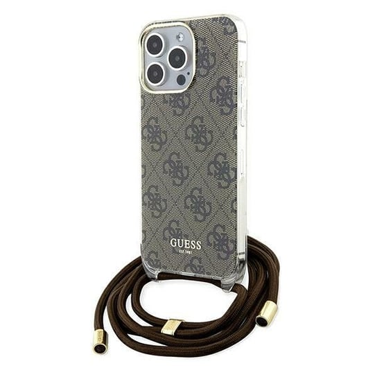 Guess Etui Obudowa Pokrowiec Case Do Iphone 15 Pro Max 6.7" Brązowy/Brown Hardcase Crossbody Cord 4G Print GUESS