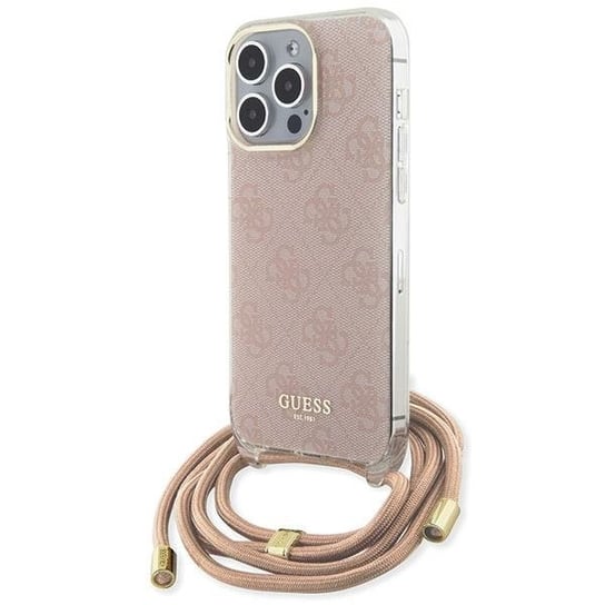 Guess Etui Obudowa Pokrowiec Case Do Iphone 15 Pro Max 6.7" Różowy/Pink Hardcase Crossbody Cord 4G Print GUESS