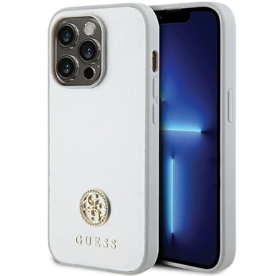Guess Etui Obudowa Pokrowiec Case Do Iphone 15 Pro Max 6.7" Srebrny/Silver Hardcase Strass Metal Logo GUESS