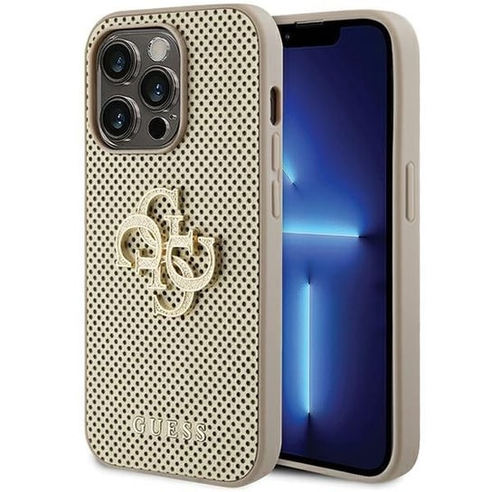 Guess Etui Obudowa Pokrowiec Case Do Iphone 15 Pro Max 6.7" Złoty/Gold Hardcase Perforated 4G Glitter GUESS