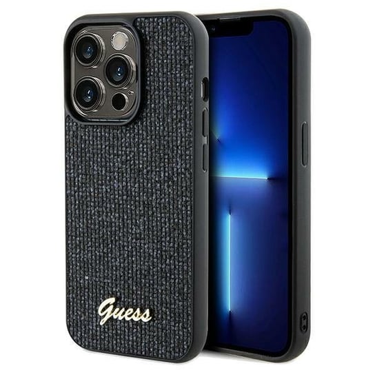 Guess Etui Obudowa Pokrowiec Do Iphone 14 Pro 6.1" Czarny/Black Hardcase Disco Metal Script GUESS