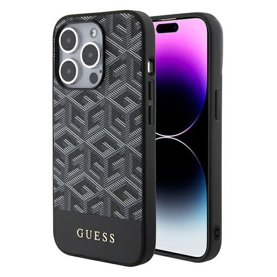 Guess Etui Obudowa Pokrowiec Do Iphone 15 Pro 6.1" Czarny/Black Hardcase Gcube Stripes Magsafe GUESS