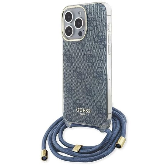 Guess Etui Obudowa Pokrowiec Do Iphone 15 Pro 6.1" Niebieski/Blue Hardcase Crossbody Cord 4G Print GUESS
