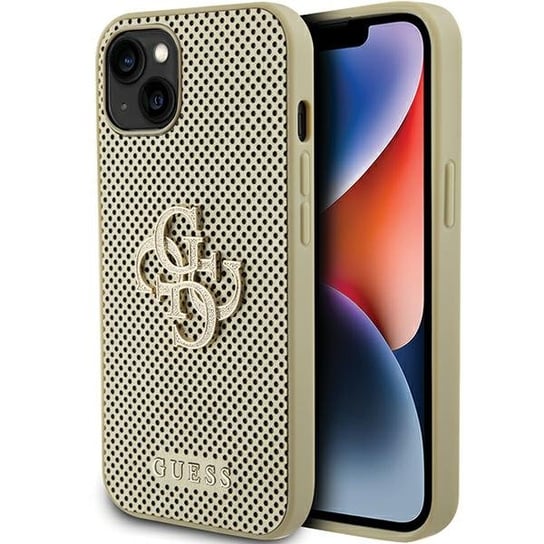 Guess etui Ochronne obudowa plecki do iPhone 15 6.1" złoty/gold hardcase Perforated 4G Glitter GUESS