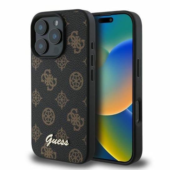 Guess etui pokrowiec obudowa do iPhone 16 Pro Max 6.9" czarny/black hardcase Peony Script MagSafe GUESS