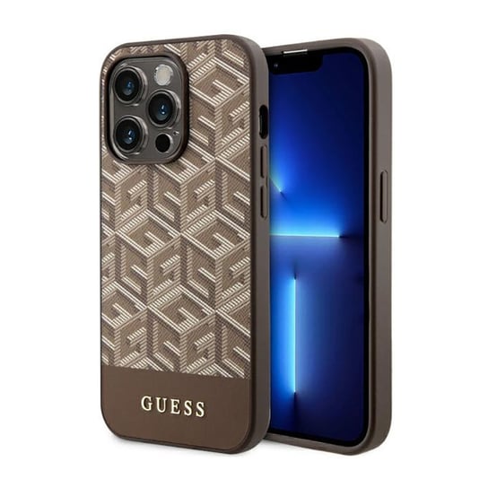 Guess GCube Stripes MagSafe - Etui iPhone 14 Pro (Brązowy) GUESS