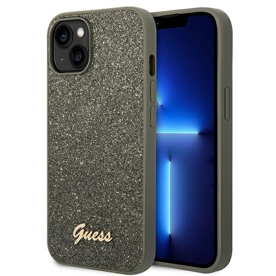 Guess Glitter Flakes Metal Logo Case – Etui iPhone 14 Plus (zielony) Inne