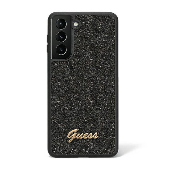 Guess Glitter Flakes Metal Logo Case - Etui Samsung Galaxy S23 (Czarny) GUESS