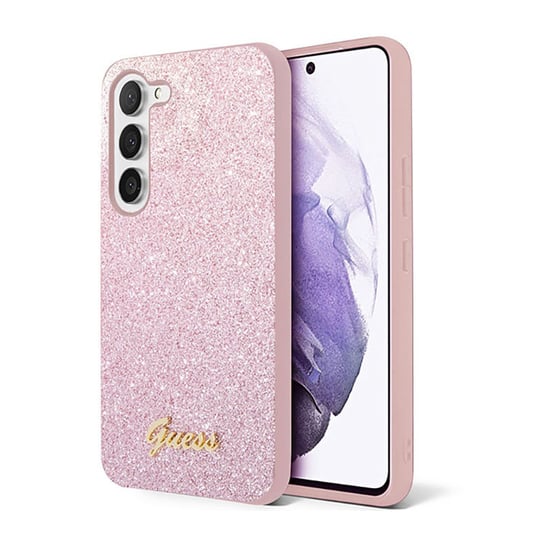 Guess Glitter Flakes Metal Logo Case - Etui Samsung Galaxy S23 (różowy) GUESS