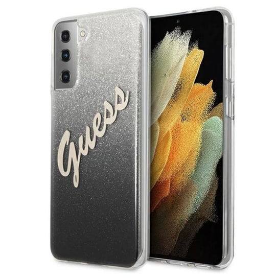 Guess Glitter Gradient Script - Etui Samsung Galaxy S21  (czarny) GUESS
