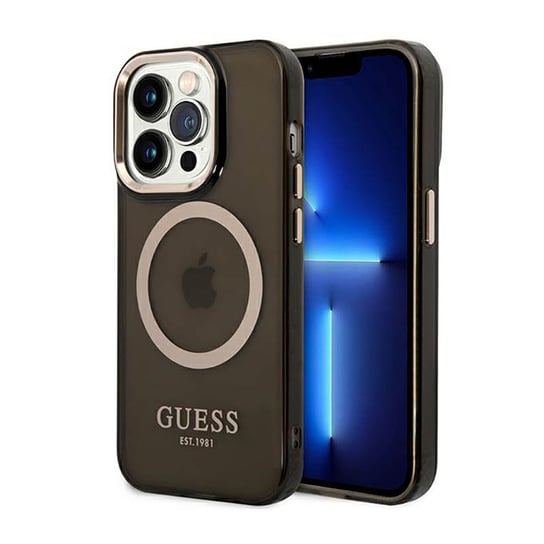 Guess Gold Outline Translucent Magsafe - Etui Iphone 14 Pro Max (Czarny) GUESS