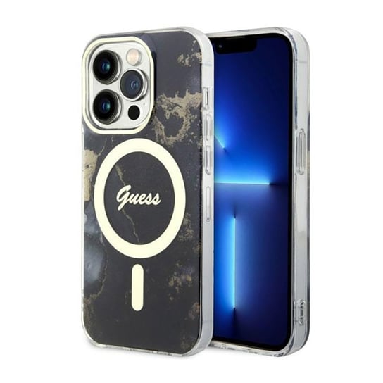 Guess Golden Marble Magsafe - Etui Iphone 14 Pro (Czarny) GUESS