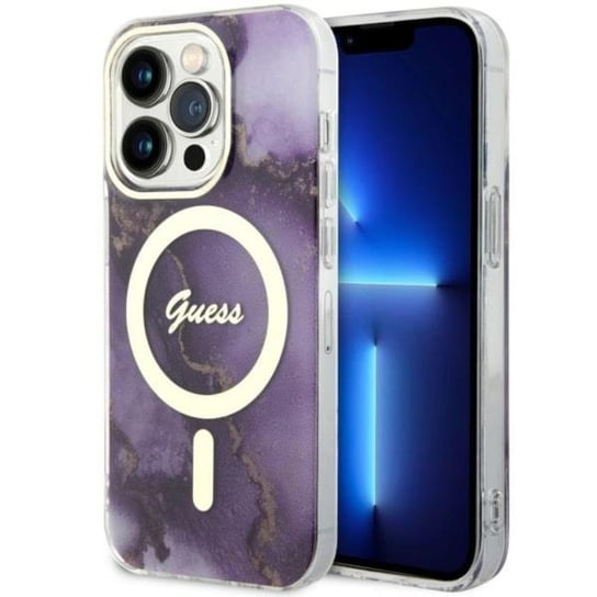 Guess Golden Marble Magsafe - Etui Iphone 14 Pro Max (Purpurowy) GUESS
