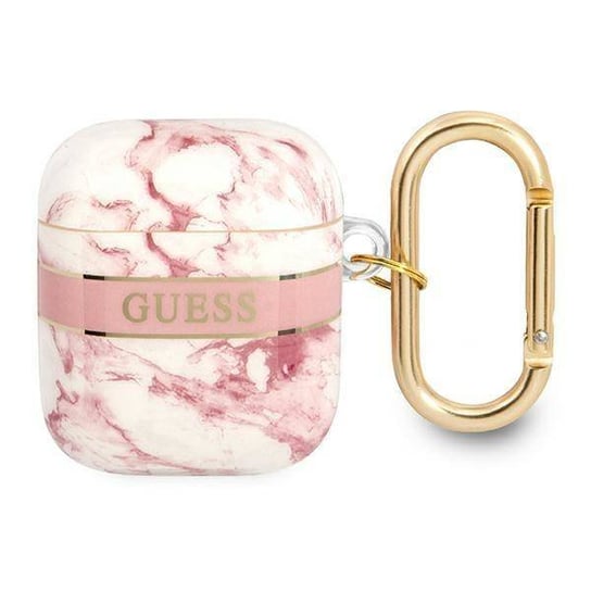 Guess GUA2HCHMAP AirPods cover różowy/pink Marble Strap Collection GUESS