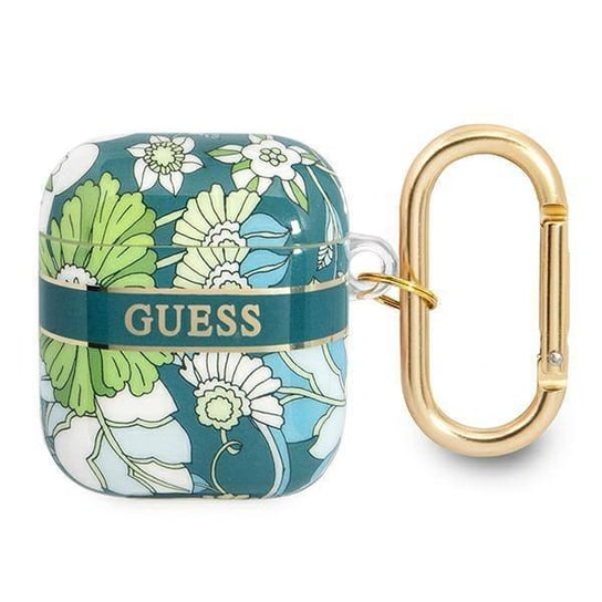 Guess GUA2HHFLN AirPods cover zielony/green Flower Strap Collection GUESS