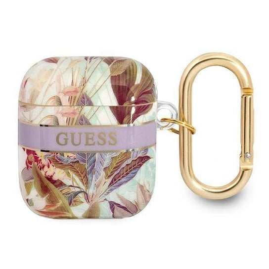 Guess GUA2HHFLU AirPods cover fioletowy/purple Flower Strap Collection GUESS