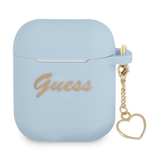 Guess  GUA2LSCHSB AirPods cover niebieski/blue Silicone Charm Heart Collection GUESS