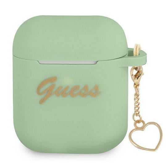 Guess GUA2LSCHSN AirPods cover zielony/green Silicone Charm Heart Collection GUESS