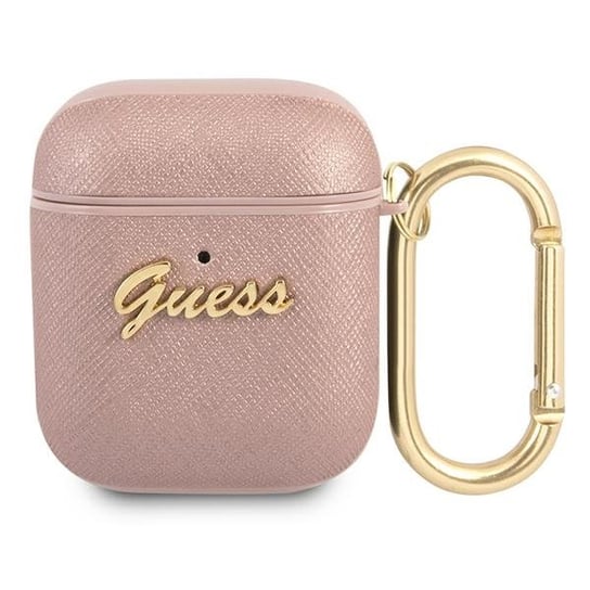Guess GUA2SASMP AirPods cover różowy/pink Saffiano Script Metal Collection GUESS