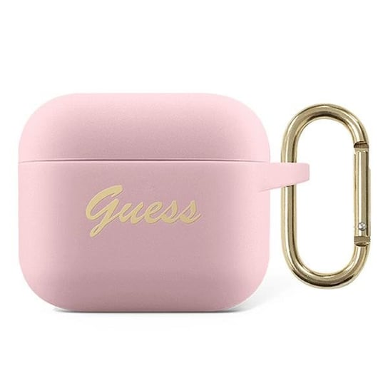 Guess GUA2SSSI AirPods cover różowy/pink Silicone Vintage Script GUESS