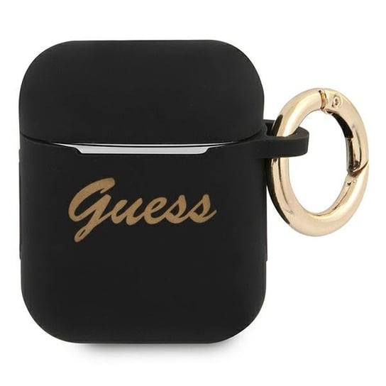 Guess GUA2SSSK AirPods cover czarny/black Silicone Vintage Script GUESS