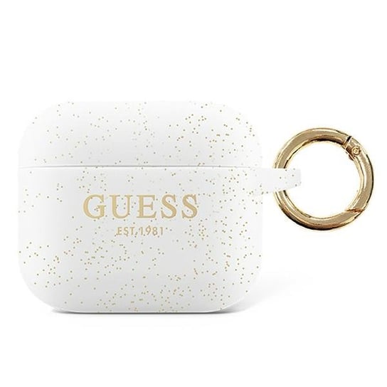 Guess GUAPSGGEH AirPods Pro cover biały/white Silicone Glitter GUESS