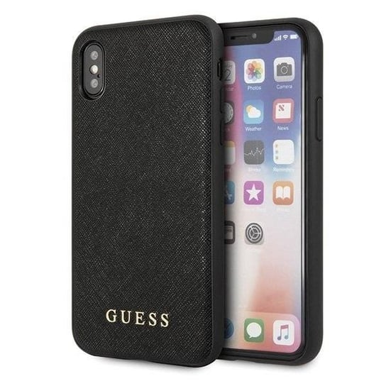 Guess GUHCI65SLSABK iPhone Xs Max czarny/black hard case Saffiano Silicone GUESS