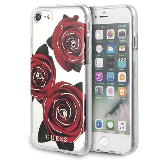 Guess GUHCI8ROSTR iPhone 7/8/SE 2020 transparent  hard case Flower Desire red rose GUESS