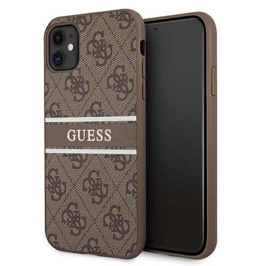 Guess GUHCN614GDBR iPhone 11 6,1" brązowy/brown hardcase 4G Stripe GUESS