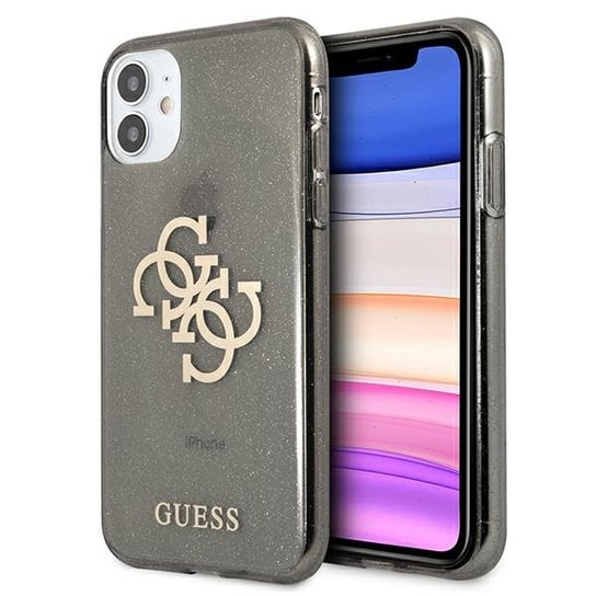 Guess GUHCN61PCUGL4GBK iPhone 11 6,1" czarny/black hard case Glitter 4G Big Logo GUESS
