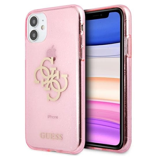 Guess GUHcN61PcUGL4GPI iPhone 11 6,1" różowy/pink hard case Glitter 4G Big Logo GUESS