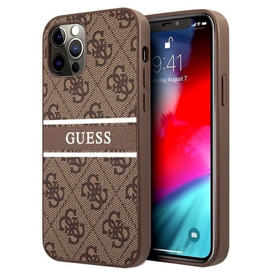 Guess GUHCP12L4GDBR iPhone 12 Pro Max 6,7" brązowy/brown hardcase 4G Stripe GUESS