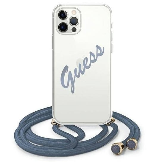 Guess GUHCP12LCRTVSBL iPhone 12 Pro Max 6,7" niebieski/blue hardcase Script Vintage GUESS