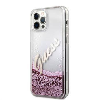 Guess Guhcp12Lglvsbl Hard Case Glitter Vintage Script Iphone 12 Pro Max Różowy GUESS