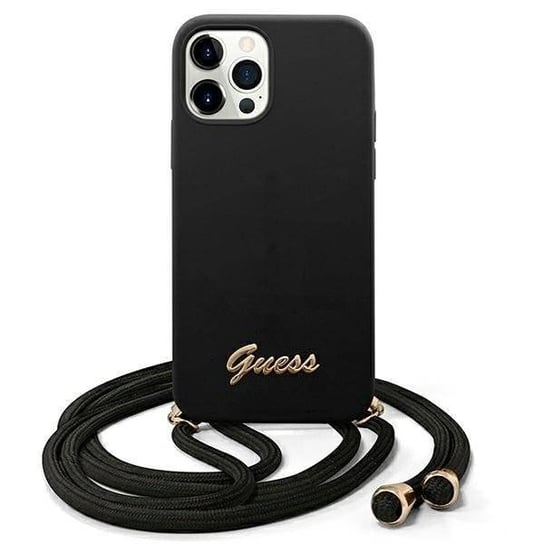 Guess GUHCP12LLSCLMGBK iPhone 12 Pro Max 6,7" czarny/black hardcase Metal Logo Cord GUESS