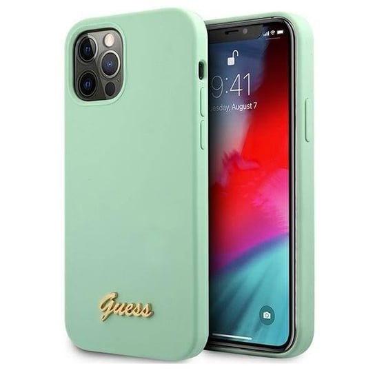 Guess GUHCP12LLSLMGGN iPhone 12 Pro Max 6,7" zielony/green hardcase Metal Logo Script GUESS