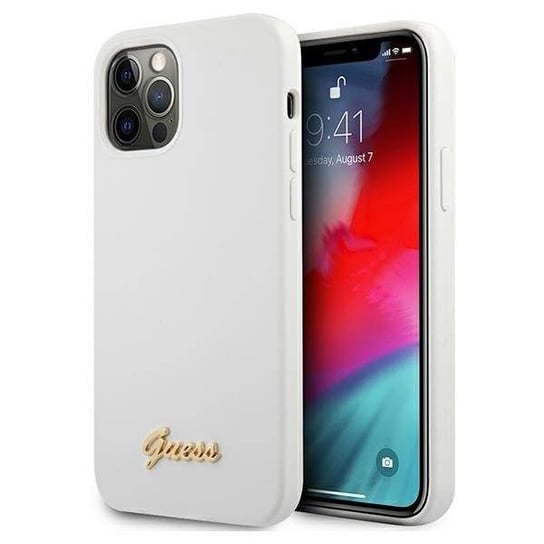 Guess GUHCP12LLSLMGWH iPhone 12 Pro Max 6,7" biały/white hardcase Metal Logo Script GUESS