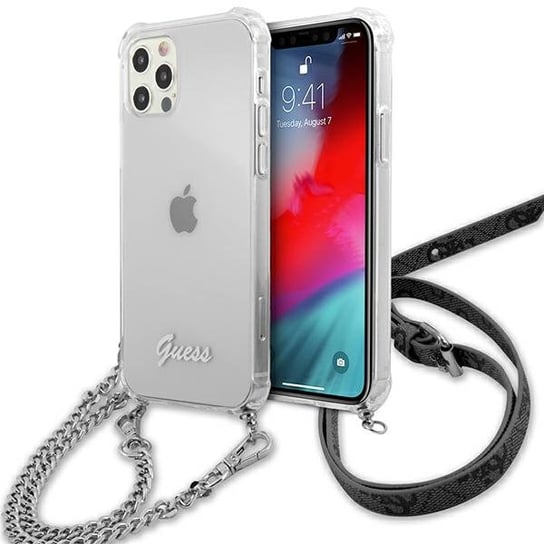 Guess GUHCP12MKC4GSSI iPhone 12/12 Pro 6,1" Transparent hardcase 4G Silver Chain GUESS