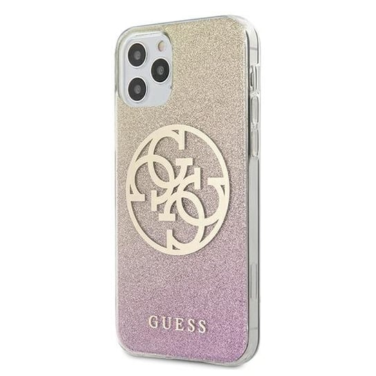 Guess GUHCP12MPCUGLPGG iPhone 12/12 Pro 6,1" różowo-złoty/gold pink hard case Glitter Gradient 4G Circle Logo GUESS